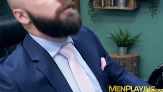 Bearded buff businessmen have intense anal pounding