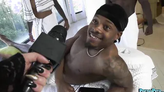 News Reporter Kali Roses Sucks Big Black Athlete Cocks