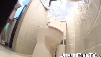 Public toilet footage with some sexy Japanese babes peeing