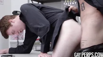 Cum in mouth for busted young perp after hardcore bareback