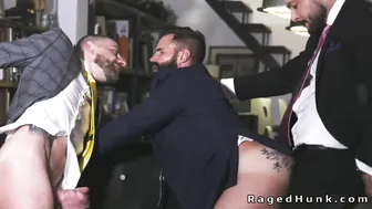 Big cock boss anal fucks realtors in suits