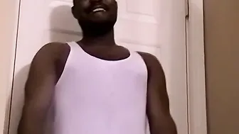 Hot black stud KG jerks off his thick cock on his solo show