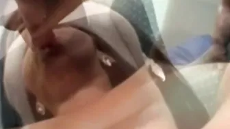 Hot busty mature amateur babe sucking down the dick
