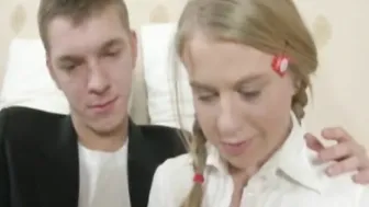 Horny Russian Lovers Fuck When They Get Home One Day