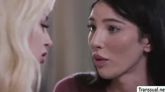 Blonde Lexi Lore gets fucked by TS Ava Holt