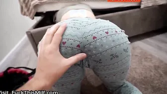 Stepmom in Pajamas stuck under the bed Nice chance to Creampie her hole 12