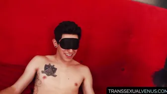 Astounding shemales shock charming homo with a hot threeway