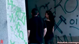 Bound slut deep throat and anal public fucked
