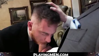 Rimmed gay in suit buttcentric screwed by his attractive chief