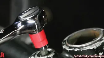 Lezdoms strapon anal fuck tattooed busty lesbian slave