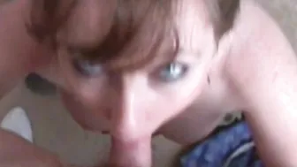 Husband watches as his wife gives another man a blowjob