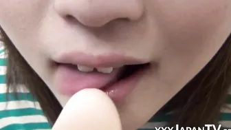 Kinky Asian teenager swallows plastic cock homemade