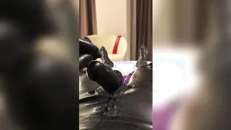 Latexitaly plays around while totally covered inside tight and shiny african pvc