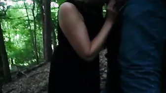 Public amateur fiance blowing a stranger