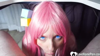 Pink-haired anime babe gets a good pounding