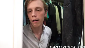 Twink takes it in the ass doggy bareback after blowjob