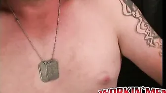 Juicy cock of fat inked hunk gets pulls on in his own room