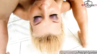 Hot blonde babe big tits make blowgang with facial cumshot