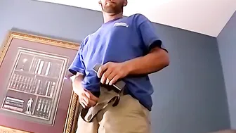 Good looking bum driller loves wanking his fat fuck stick
