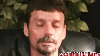 Mature stud strips before stroking his dick and cumming hard