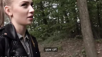 Amateur Czech chick shows talents of her mouth and pussy in public 10
