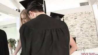 College babe experiencing dp gangbang before graduation