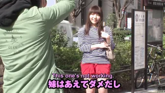 Japanese pickup artist approaches two women for naked trivia game