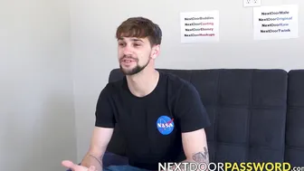 Big cocked gay Jerold Benton masturbates after an interview