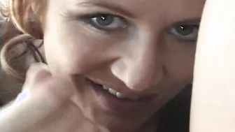 Huge tit red head fellatio