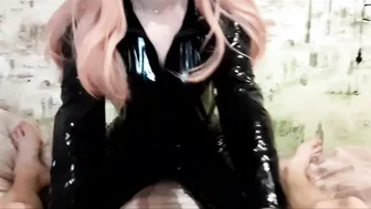 chick into pvc sucking off penis