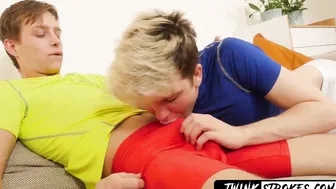Mate porn video – Smooth twink Josh Cavalin deepthroats dick from inked mate