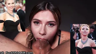 Black Widow Scarlett Johansson chokes on cock and swallows cum1 10