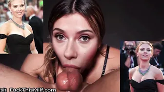 Black Widow Scarlett Johansson chokes on cock and swallows cum1 10