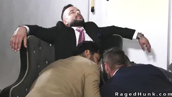 Four gays in suits anal fucking and cumming