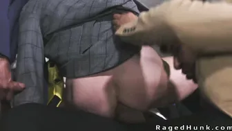 Four gays in suits anal fucking and cumming