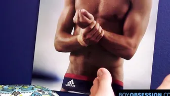 In his pajamas and a cumshot twink Benjamin Riley solo fucks dildo
