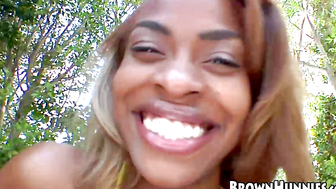 Ebony amateur with large breasts bounces on big hard dick