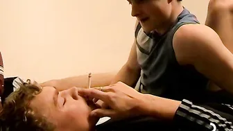 Chainsmoker exploring his sexual desire with cock teasing