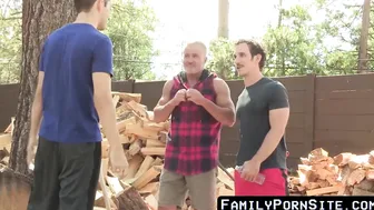 Teaching porn video – Studly stepdad spitroasted by stepsons in the wake of slashing wood