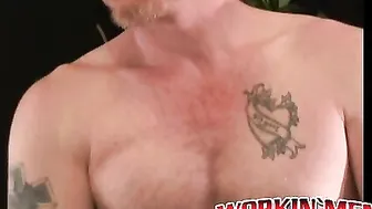 Bald thug cums on a plate after jerking off in amateur solo