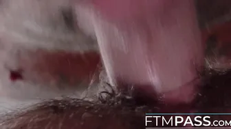 FTM Ari Koyote hairy pussy fucked roughly by Sean Duran