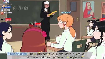 Confession Booth Cartoon Huge Butt Nun Spanks School women Front of Class