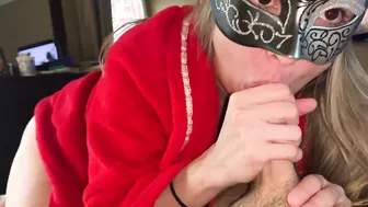 milf Takes Gigantic Load inside her Mouth while gets Fingers from behind