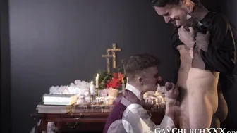 Religious porn video – Wild ass pounding on the altar for Christmas celebration