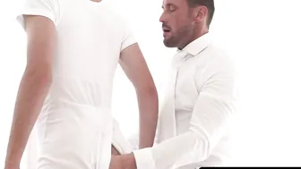 Senior Mormon cums on the twinks behind doggystyle
