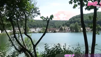 Redhead with glasses pussy doll sex in nature
