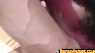 After pounding with bare backs vintage black studs cum hard