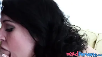 Natural tits UK babe Jasmine Lau deepthroats hard cock POV