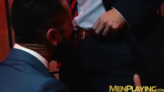 Executive makes out with partner before hammering his ass