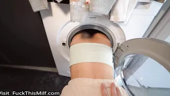 Yummy roommate with big ass got stuck in the washing machine and was fucked POV 22